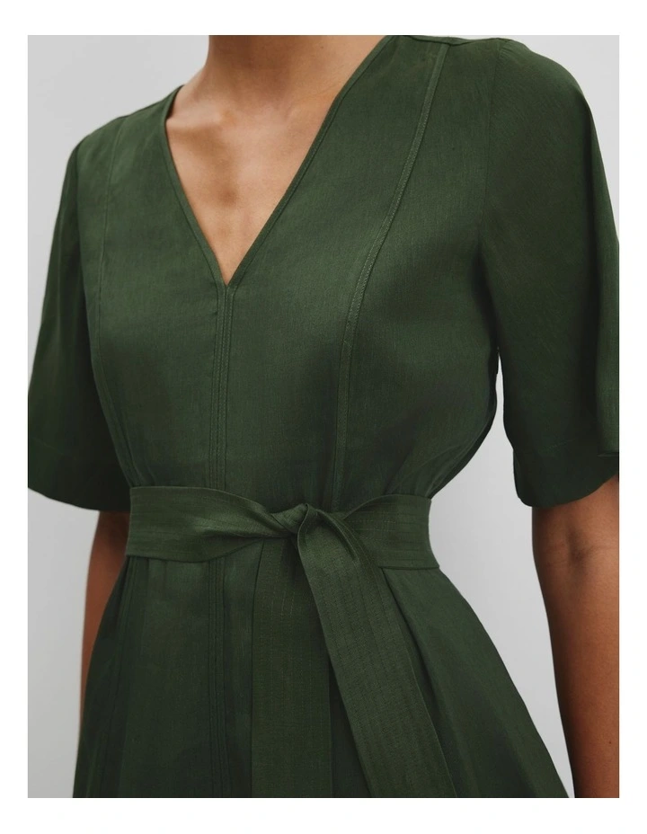 Panelled Mini Dress in Dark Fern image 3