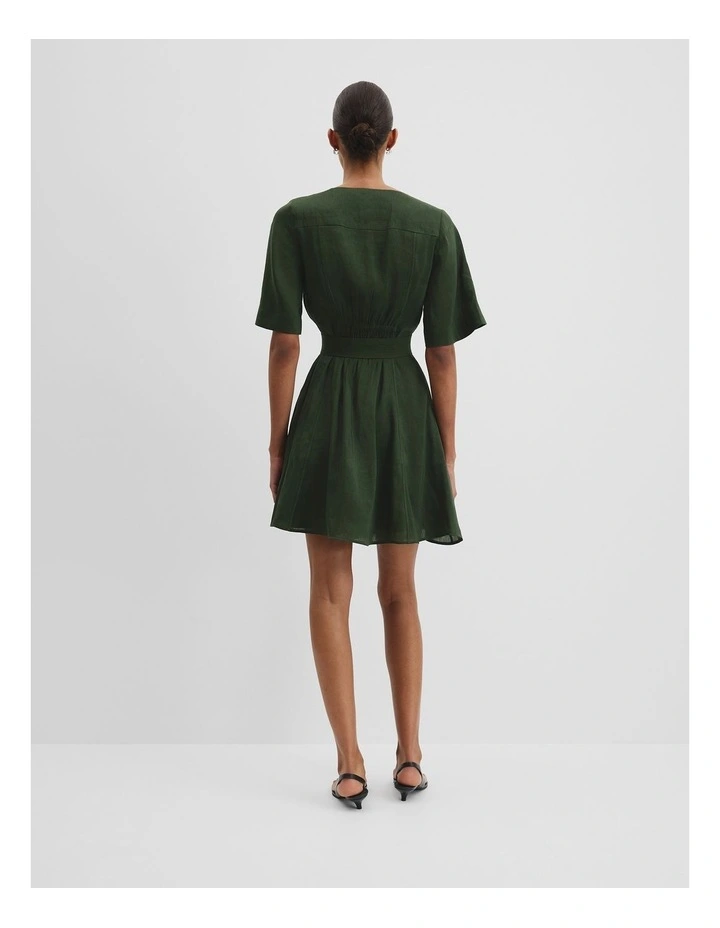 Panelled Mini Dress in Dark Fern image 4