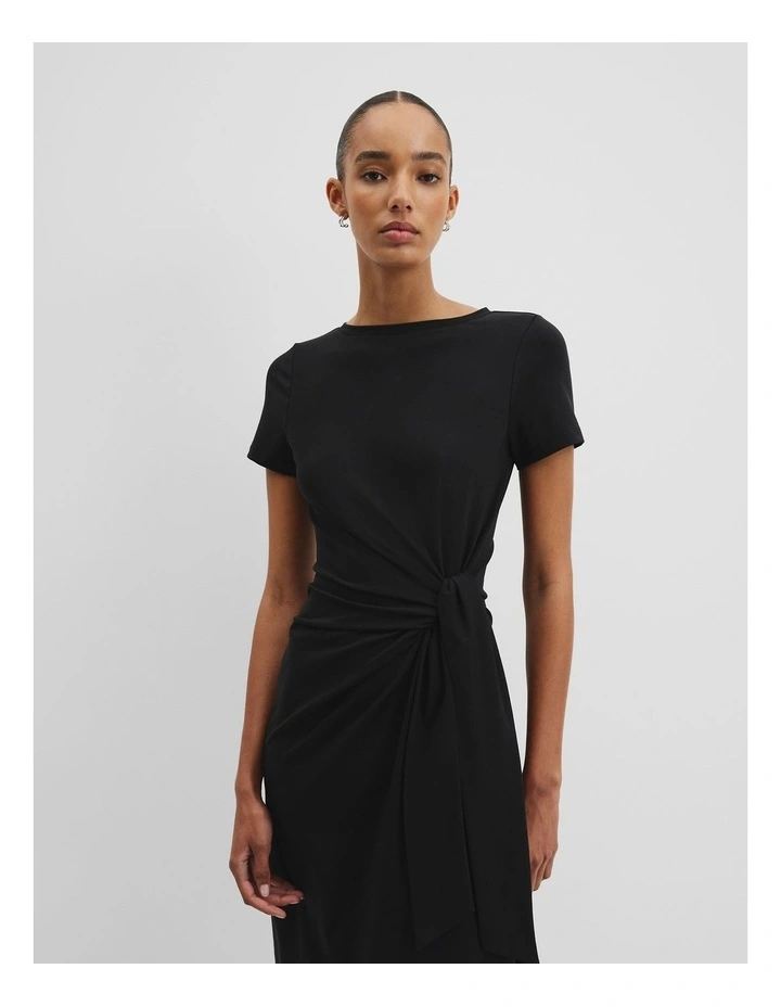 Tie Side Dress in Black image 2