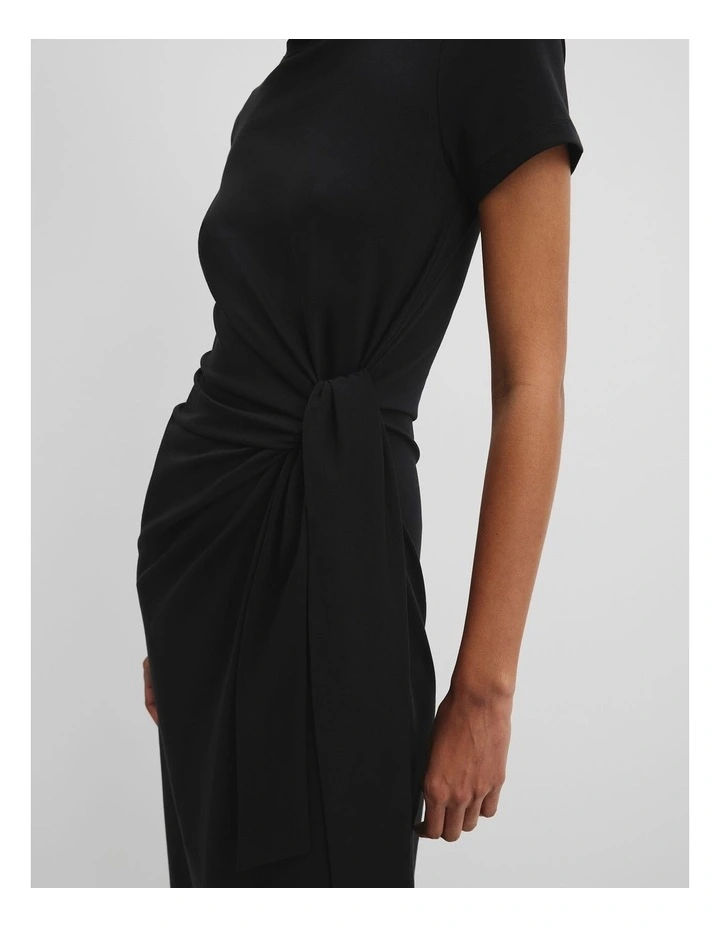 Tie Side Dress in Black image 3