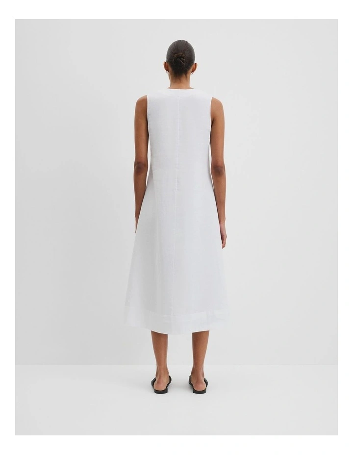 Organically Grown Linen Sleeveless V-neck Linen Dress in White image 4