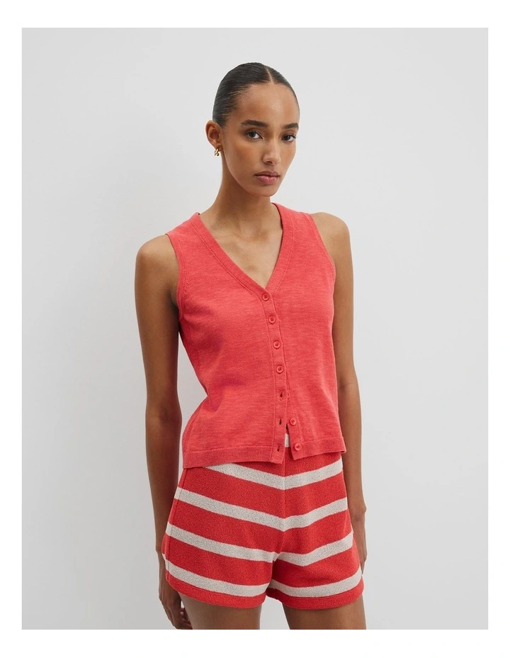 Organically Grown Cotton Linen Blend Vest in Cayenne image 2