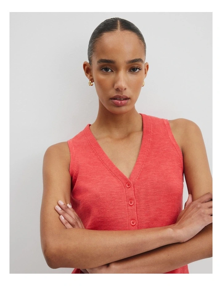Organically Grown Cotton Linen Blend Vest in Cayenne image 3