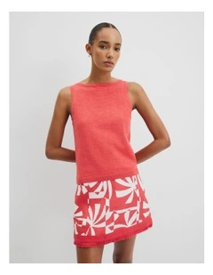 Organically Grown Cotton Linen Tank in Cayenne