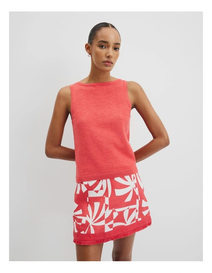 Organically Grown Cotton Linen Tank in Cayenne image 1