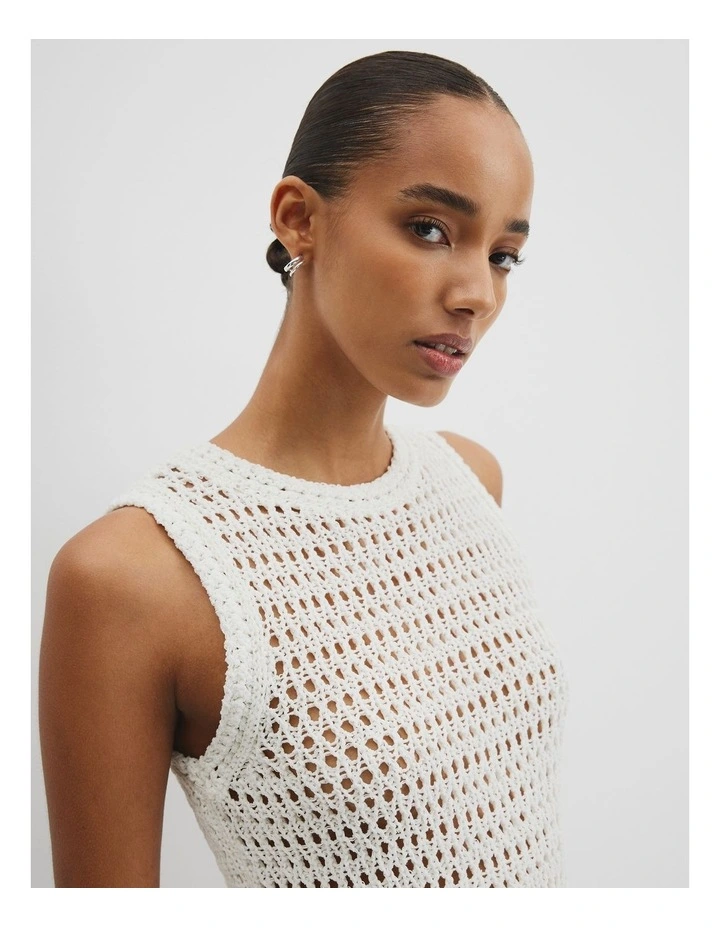 Tape Knit Tank in Antique White image 3