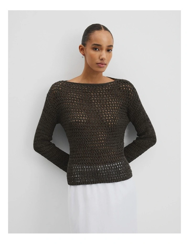 Long Sleeve Tape Knit in Fern image 2