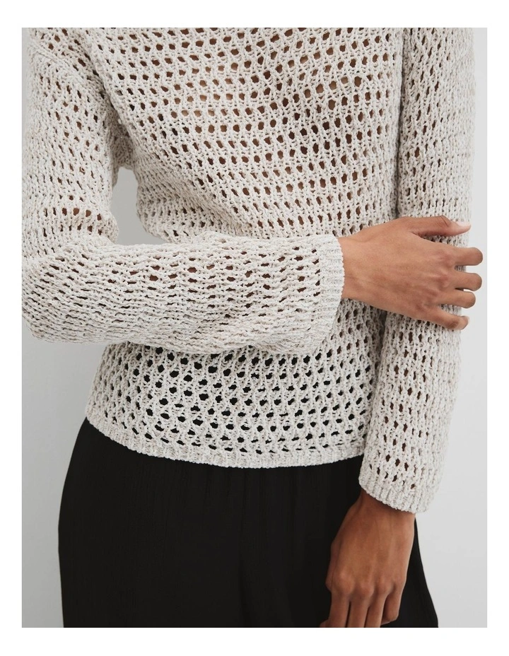 Long Sleeve Tape Knit in Tapioca Marle image 2