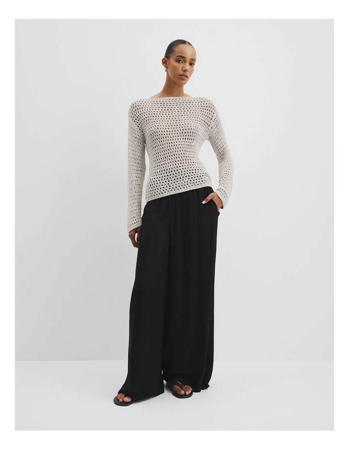 Long Sleeve Tape Knit in Tapioca Marle image 3