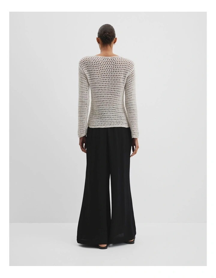 Long Sleeve Tape Knit in Tapioca Marle image 4