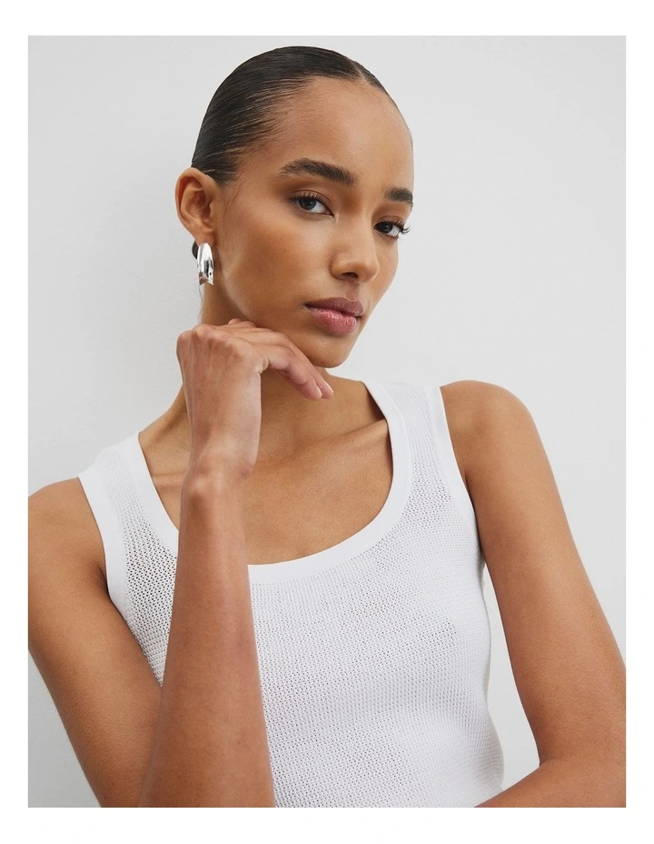 Waffle Crew Knit Tank in Antique White image 1