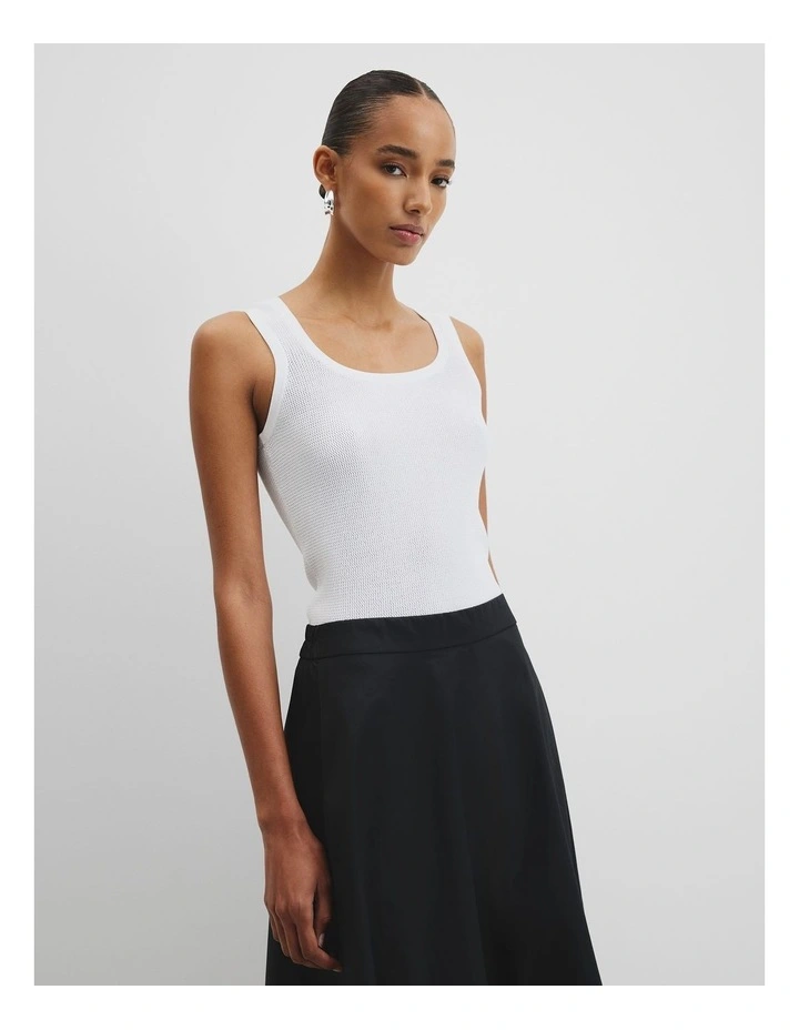 Waffle Crew Knit Tank in Antique White image 2