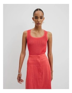 Waffle Crew Knit Tank in Cayenne