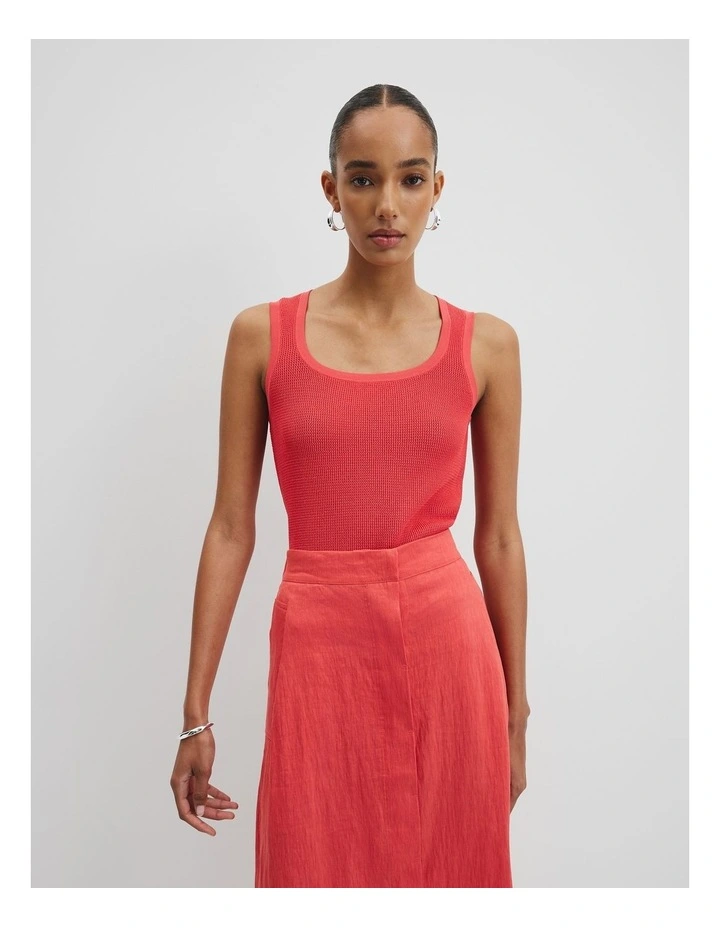 Waffle Crew Knit Tank in Cayenne image 1