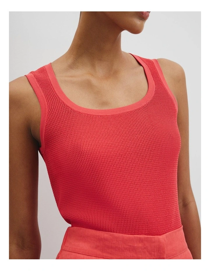 Waffle Crew Knit Tank in Cayenne image 2
