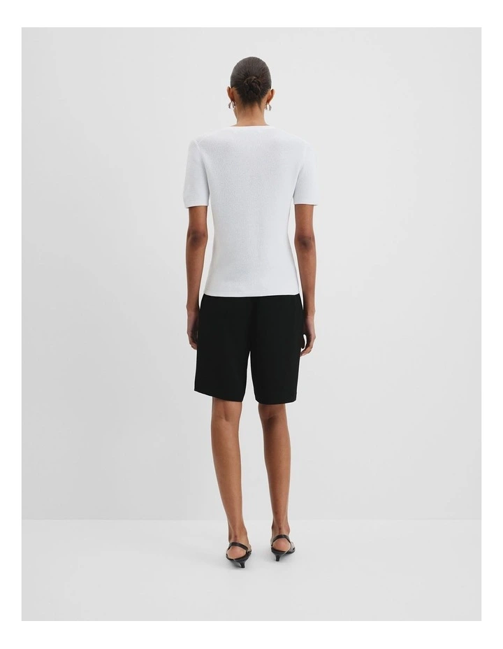 Waffle Short Sleeve Button Knit in Antique White image 4