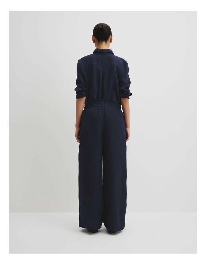 Organically Grown Linen Pull-on Pant in Navy image 4