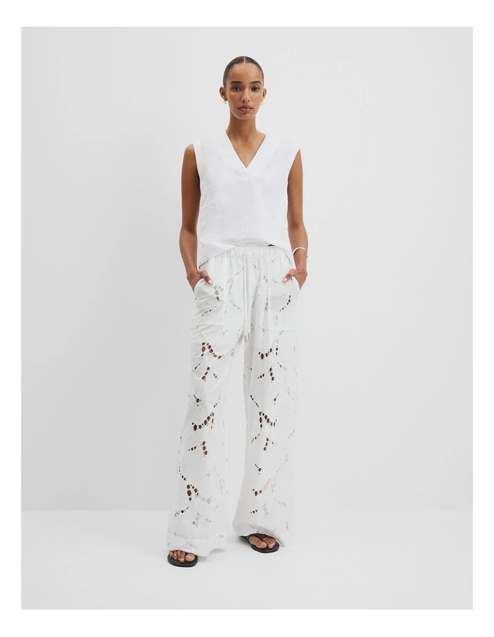 Lace Resort Pant in White image 1