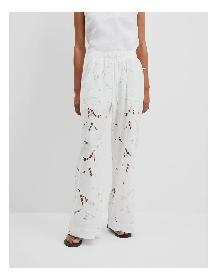 Lace Resort Pant in White image 3
