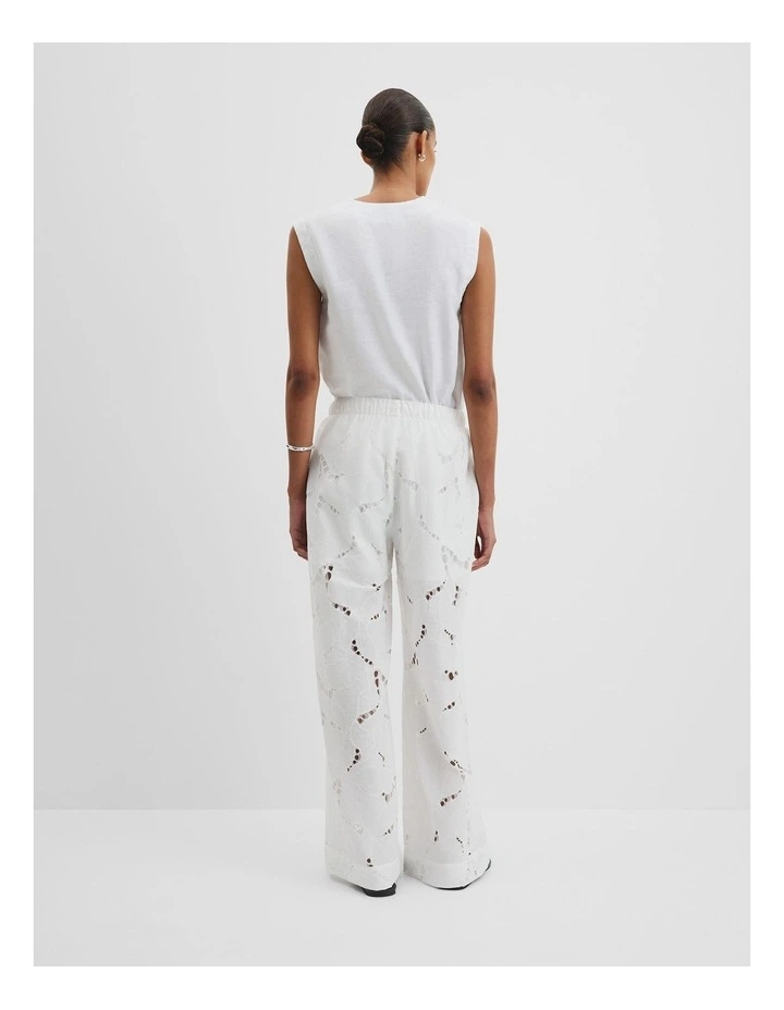 Lace Resort Pant in White image 4