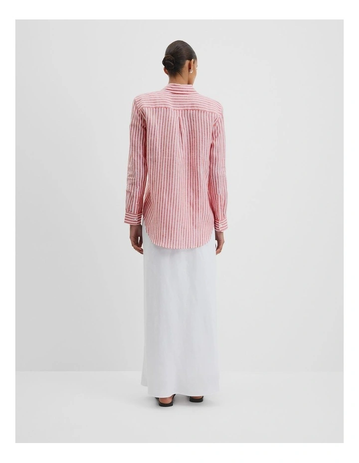 Organically Grown Linen Stripe Shirt in Cayenne image 4
