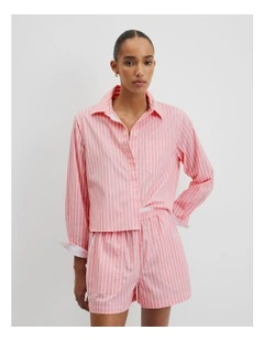 Crop Stripe Shirt in Cayenne