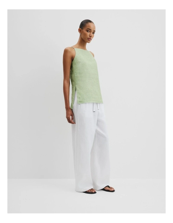 Organically Grown Linen Longline Cami in Kiwi image 3