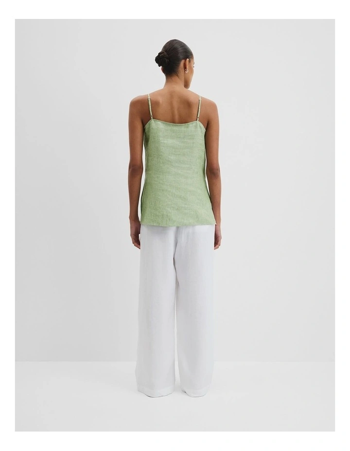 Organically Grown Linen Longline Cami in Kiwi image 4