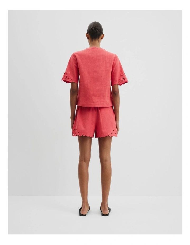 Cutwork Short Sleeve Popover in Cayenne image 4