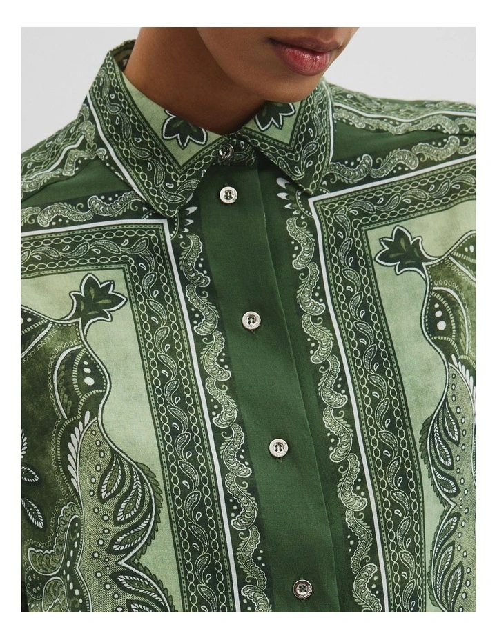 Organically Grown Cotton Short Sleeve Shirt in Fern Scarf Print image 2