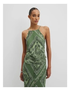 Scarf Cupro Top in Fern Scarf Print