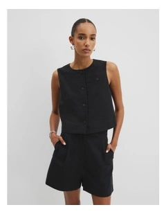 Textured Vest Top in Black