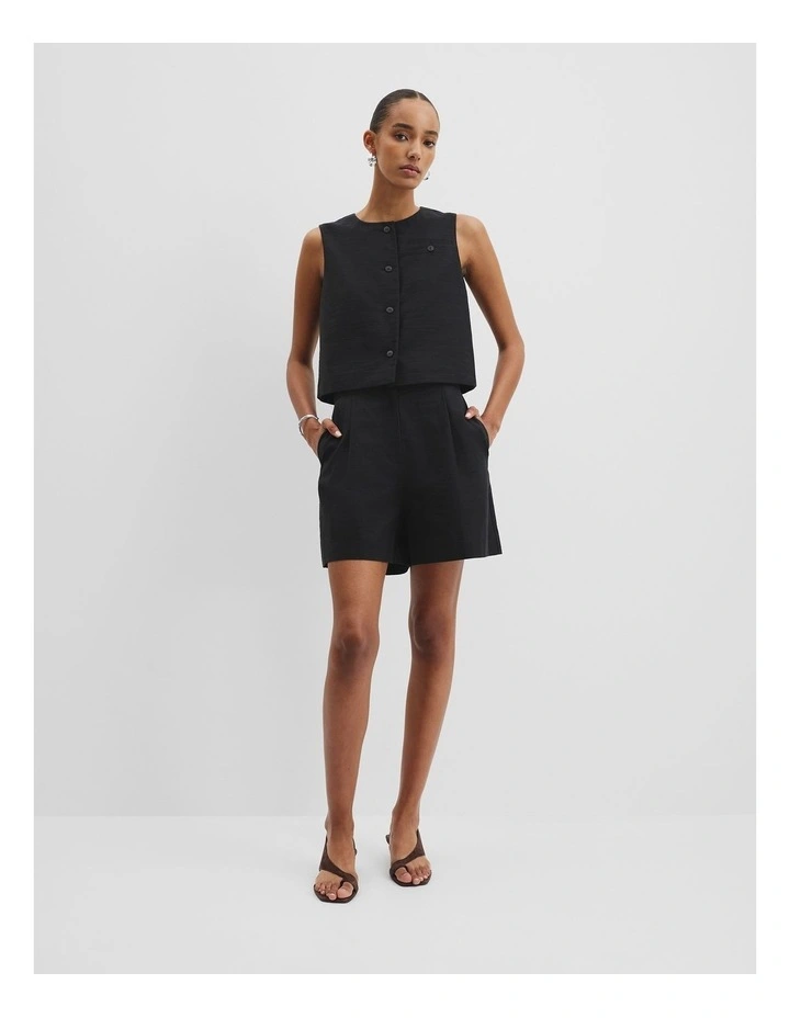 Textured Vest Top in Black image 3