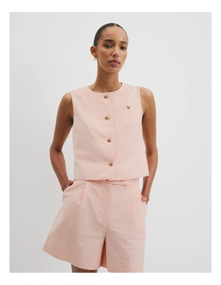 Textured Vest Top in Guava Tint image 2