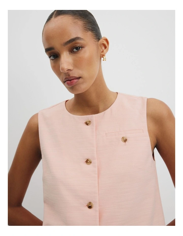 Textured Vest Top in Guava Tint image 3
