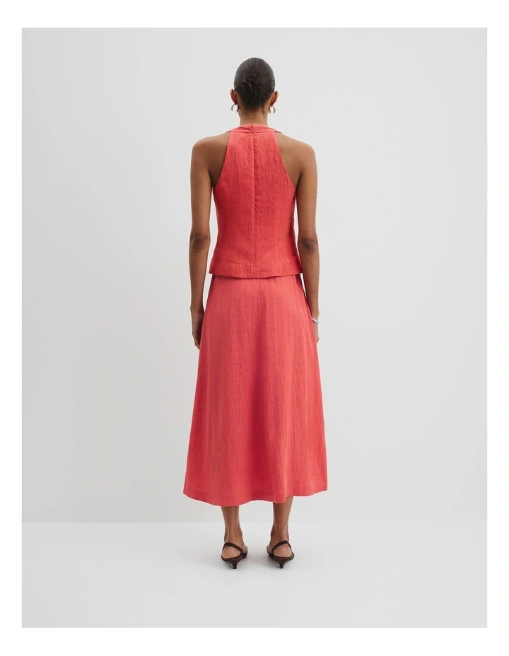 Organically Grown Linen Blend Halter Neck Top in Cayenne image 4