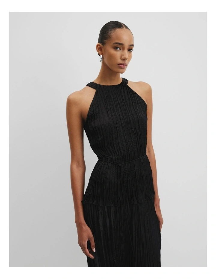 A-line Halter Top in Black image 2