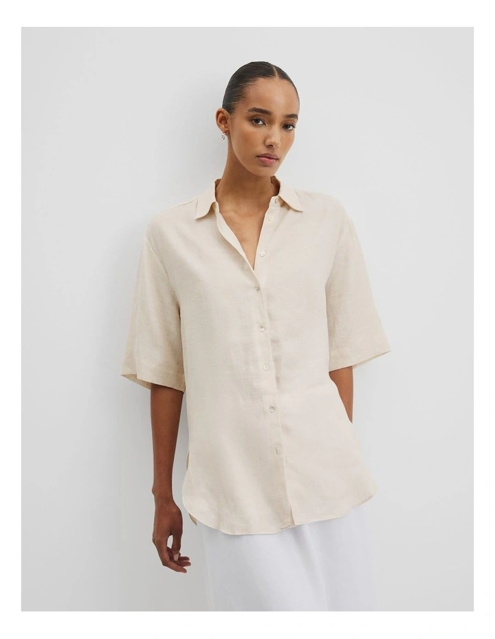 Organically Grown Oversized Linen Shirt in Sand image 2