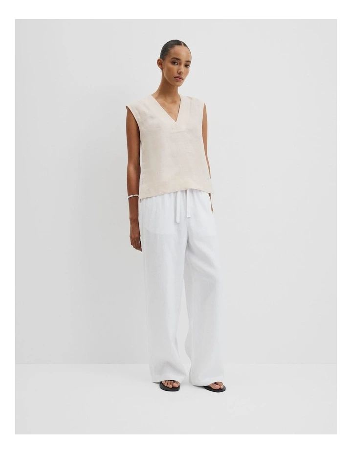 Organically Grown Linen Sleeveless V-Neck Linen Tank in Sand image 3