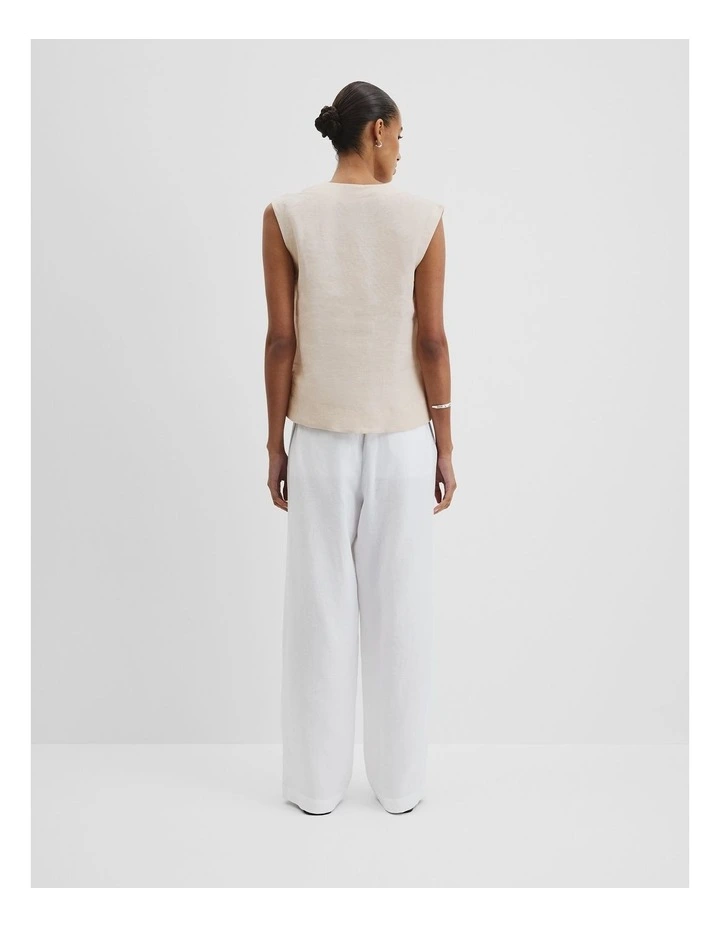 Organically Grown Linen Sleeveless V-Neck Linen Tank in Sand image 4