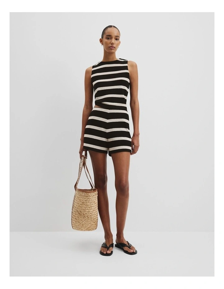 Textured Shorts in Black Stripe image 1