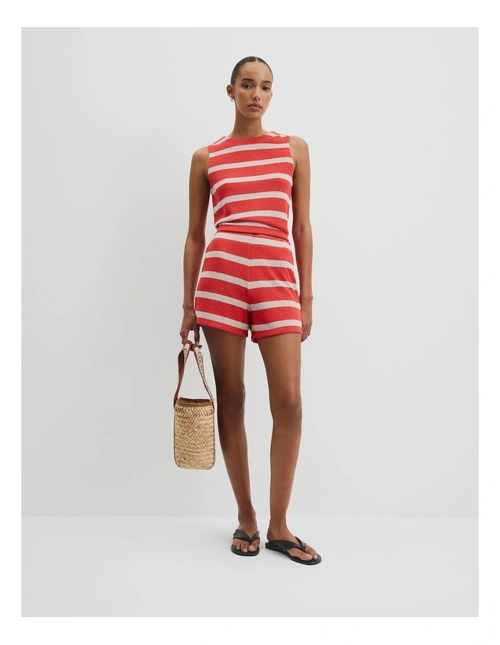 Stripe Textured Short in Cayenne image 1