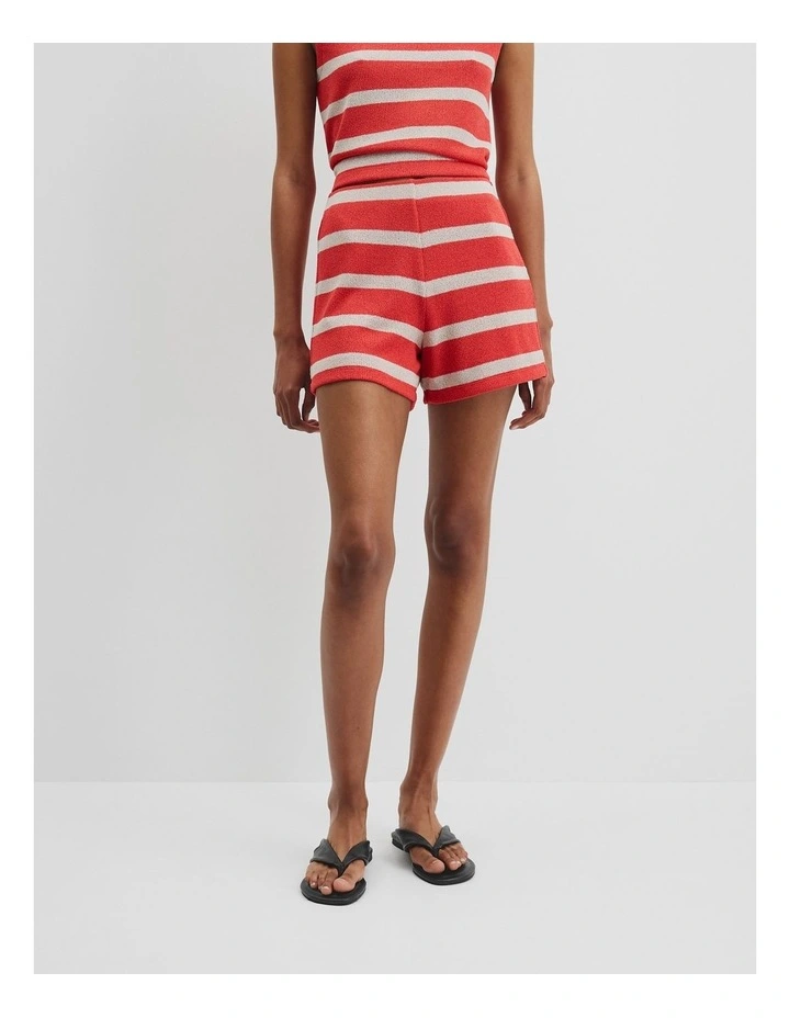 Stripe Textured Short in Cayenne image 2