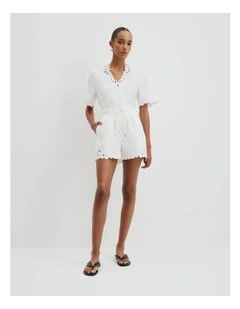 Cutwork Shorts in White