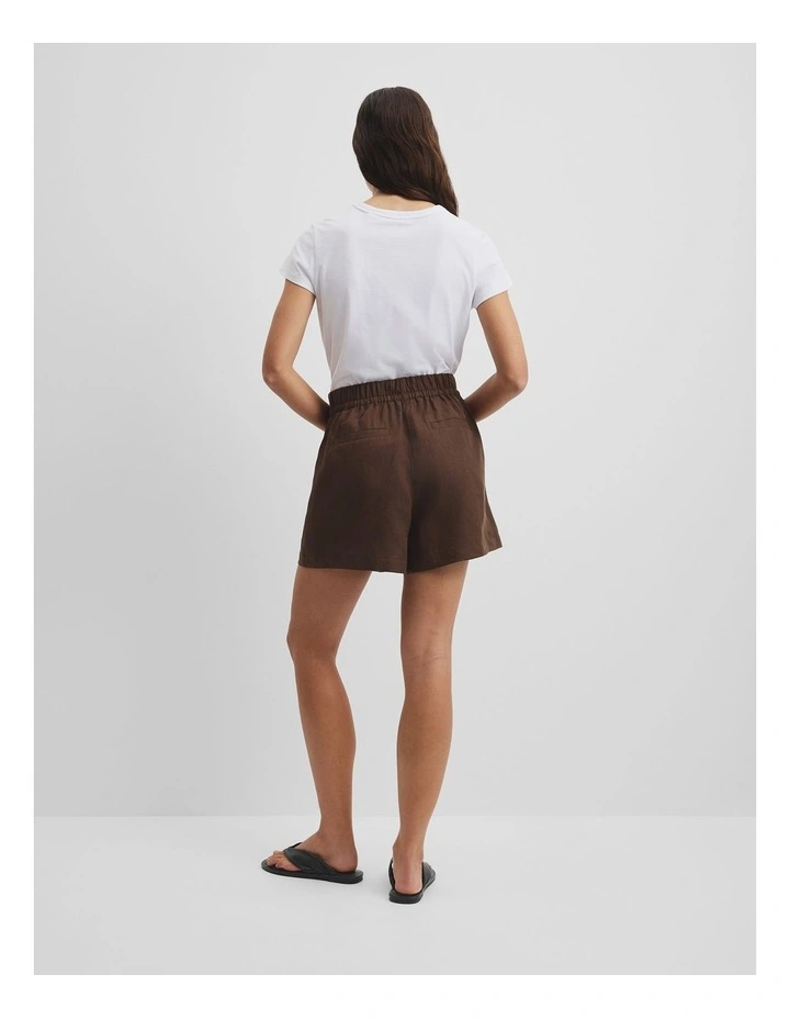 Organically Grown Linen Tie Detail Stripe Short in Cocoa image 4
