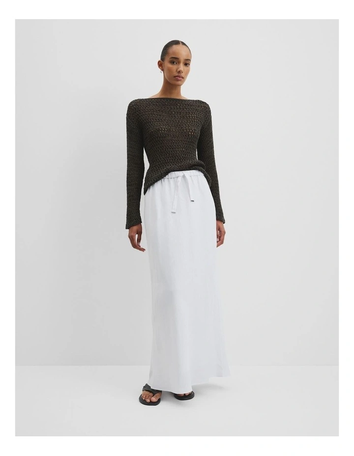 Organically Grown Linen Column Skirt in White image 1