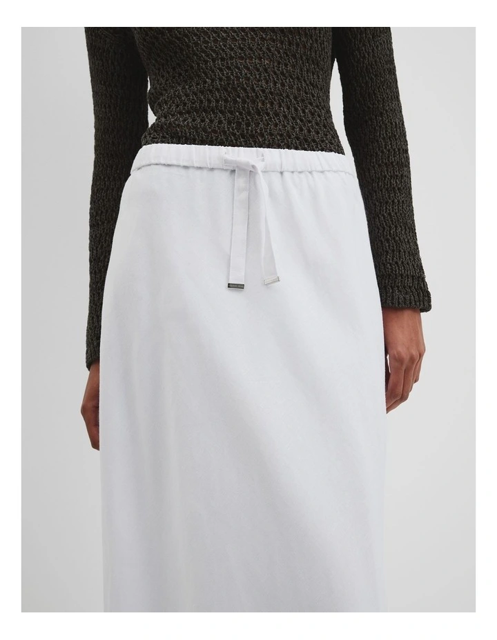 Organically Grown Linen Column Skirt in White image 3
