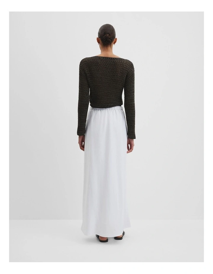Organically Grown Linen Column Skirt in White image 4