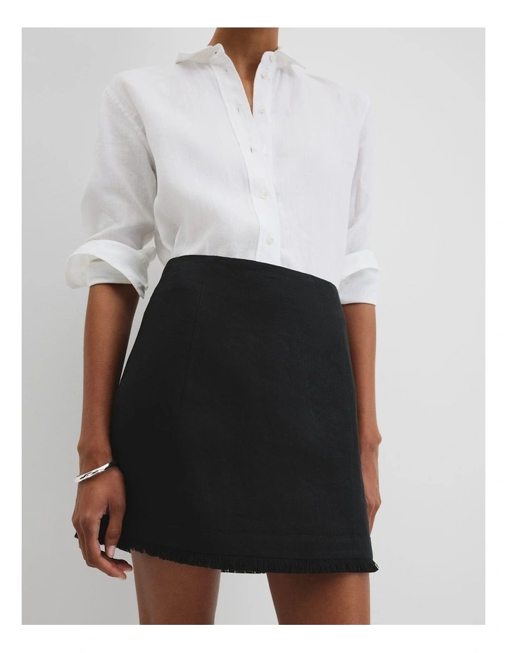 Frayed Mini Skirt in Black image 3