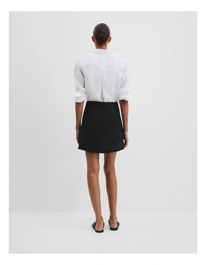 Frayed Mini Skirt in Black image 4
